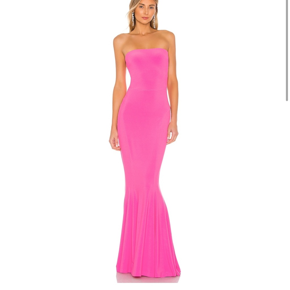 REVOLVE Norma Kamali Strapless Fishtail Gown in Orchid Pink